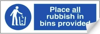 Picture of Place Rubbish in Bins Sign LARGE - 600 x 200Hmm - Self Adhesive Vinyl - [AS-MA18-SAV]