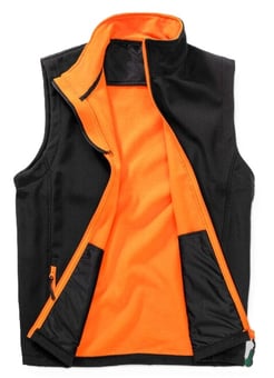picture of Result Core Men's Printable Softshell Bodywarmer with Recycled Fleece Inner - Black/Orange - BT-R232M-BLKORA