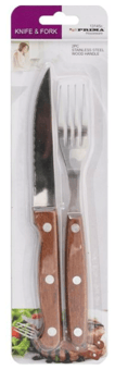 picture of Prima 2Pc Steak Knife & Fork With Wooden Handle - [PD-13145C]