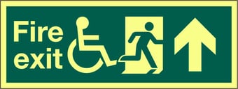 picture of Photoluminescent Refuge Fire Exit Sign - Arrow North - 400 x 150Hmm - Self Adhesive Rigid Plastic - [AS-PHRG2-SARP]