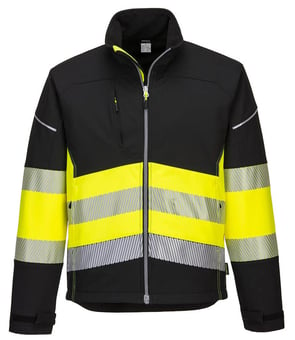 picture of Portwest - PW3 Hi-Vis Class 1 Softshell Jacket - Black/Yellow - PW-PW375BKY