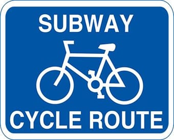 Picture of Cycle Signs - Subway Cycle Route With Fixing Channel - FIXING CLIPS REQUIRED - Class 1 Ref BSEN 12899-1 2001 - 700 x 430Hmm - Reflective - 3mm Aluminium - [AS-TR138C-ALU]