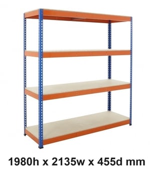 picture of BiGDUG BiG400 Racking 4 Levels - Chipboard Shelves - 1980h x 2135w x 455d mm - [BDU-B41921044BO] - (LP)