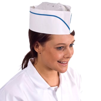 Picture of Supertouch Paper Forage Hats - White/Blue - Pack of 100 - [ST-30010]