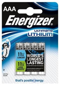 Picture of Energizer Ultimate Lithium AAA Batteries - Pack of 4 - [HQ-L92]