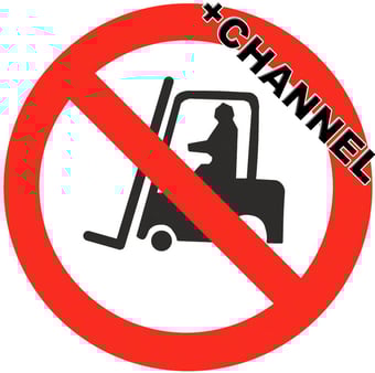 picture of Traffic Fork Lift Trucks Sign With Fixing Channel - FIXING CLIPS REQUIRED - Class 1 Ref BSEN 12899-1 2001 - 600mm Dia - Reflective - 3mm Aluminium - [AS-TR4-ALUC]