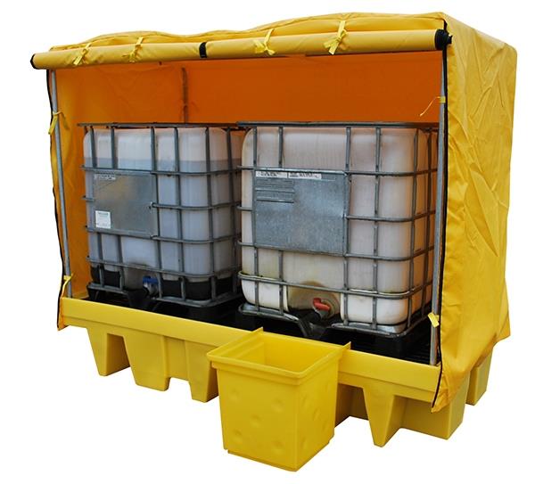 picture of Ecospill Polyethylene Double IBC Soft-top Spill Pallet - [EC-P3202614]