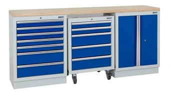 picture of BiGDUG 2041mm Wide Workbench - 1x Roll Cabinet - 7 Drawer Cabinet - 2 Door Cupboard - Multiplex - [BDU-TGC5R1GBM] - (LP)