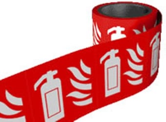 picture of Fire Labels On a Roll - Fire Extinguisher - Self Adhesive Vinyl - 100mm x 100Hmm - [AS-FDR10]