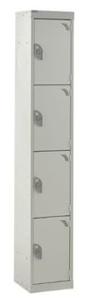 picture of QMP Express Locker - 4 Compartments - Light Grey Doors - 1800H x 300W x 450D mm - [QM-LQ1830454LXX]