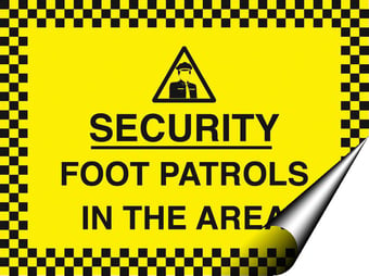 picture of Security Foot Patrols in the Area Sign - 400 x 300Hmm - Self Adhesive Vinyl - [AS-SEC11-SAV]