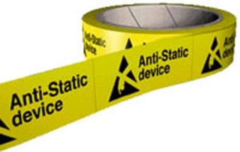 Picture of Hazard Labels On a Roll - Anti Static Device Labels - Self Adhesive Vinyl - 50mm x 50mm - 250 Labels - [AS-RO8]