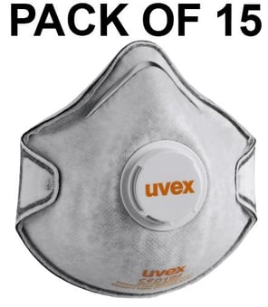 picture of UVEX - Silv-Air C2220 FFP2 Valved Molded Disposable Mask with Active Carbon Filter - Pack of 15 - [TU-8732-220] - (LP)
