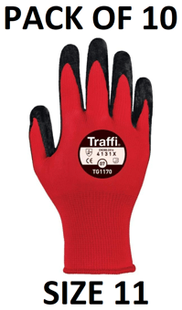 picture of TraffiGlove Nitrile Coated Glove - EN388 (4121) Cut Level 1 - Size 11 - Pack of 10 - TS-TG1170-11X10 - (AMZPK2)