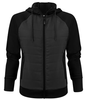 picture of James Harvest Ladies Keyport Full Zip Hooded Hybrid Jacket - Black - BT-HAR2122044-H900
