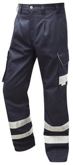 Picture of Ilfracombe - Navy Blue Reflective Poly/Cotton Cargo Trouser - Short Leg - LE-CT02-NV-S - (LP)