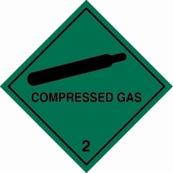 Picture of UN Hazard Warning Diamond Label - 250 x 250mm - Self Adhesive Placard - COMPRESSED GAS (Class 2) - [HZ-HZ210] - (MP)