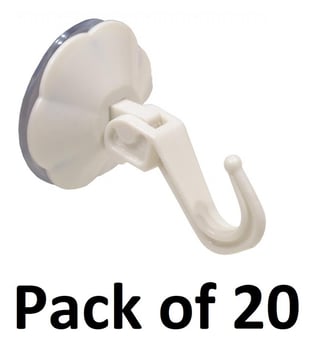 picture of White Plastic Lever Suction Hooks - 50mm - Pack of 20 - [CI-HE95L]