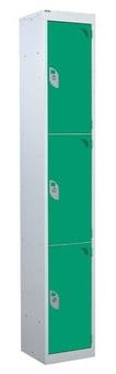 picture of QMP Standard Locker - 3 Compartment - Green Doors - 1800H x 300W x 300D mm - [QM-LS1830303GXX]