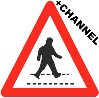 picture of Traffic Pedestrian Crossing Triangle Sign With Fixing Channel - FIXING CLIPS REQUIRED - Class 1 Ref BSEN 12899-1 2001 - 600mm Tri. - Reflective - 3mm Aluminium - [AS-TR20-ALUC]