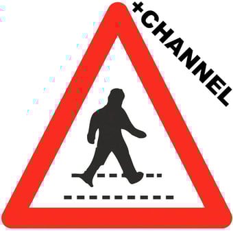 picture of Traffic Pedestrian Crossing Triangle Sign With Fixing Channel - 600mm Tri. Aluminium - [AS-TR20-ALUC]