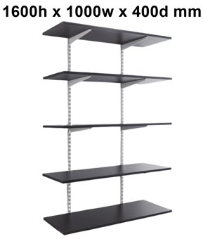 picture of BiGDUG Garage Wall Mounted Shelving Kit - 1600h x 1000w x 400d mm - 5 Graphite Grey Melamine Levels - [BDU-TSW1645GG]
