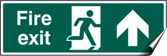 picture of Fire Exit Arrow Pointing North Sign - 400 x 150Hmm - Self Adhesive Vinyl - [AS-SA11-SAV]