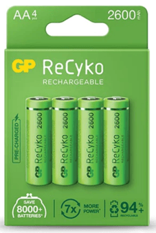 picture of GP ReCyko Rechargeable Battery 2600mAh AA - 4 Battery Pack - [HQ-GP260AAHCEP4]