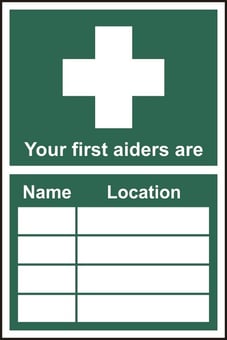 picture of Spectrum Your first aider is… – SAV 200 x 300mm - SCXO-CI-14293
