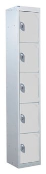 picture of QMP Tool Charging Locker - Solid Door - Standard Plug - 5 Compartment - Light Grey - 1800H x 450W x 450D mm - [QM-BL1845455LSX]