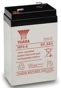 picture of YUASA NP4-6 20HR Valve Regulated Lead Acid Battery - 6V 4AH - [BRH-SLAYUANP4-6]