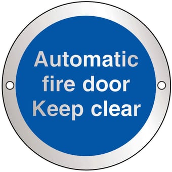 picture of Automatic Fire Door Keep Clear - BS5499 Part 1 & 5 - 75mm Dia - Aluminium - [AS-SAT30-ALU]
