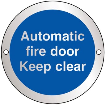 Picture of Automatic Fire Door Keep Clear - BS5499 Part 1 & 5 - 75mm Dia - Aluminium - [AS-SAT30-ALU]