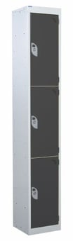 picture of QMP Standard Locker - 3 Compartment - Dark Grey Doors - 1800H x 300W x 300D mm - [QM-LS1830303KXX]