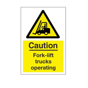 Picture of Caution Fork-Lift Trucks Operating Sign LARGE - 400 x 600Hmm - Rigid Plastic [AS-WA65-RP]