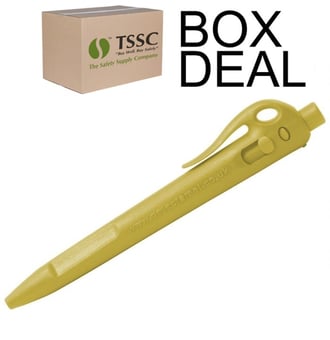 picture of Detectamet Detectable Retractable Elephant Pen Blue Ink - Yellow Housing - WC - Box Deal 100 Pieces - [IH-DT104I01C55PA01]