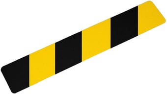 Picture of Black & Yellow Coarse Heavy Duty Anti-Slip Self Adhesive 610mm x 150mm Pads - Sold Individually - [HE-H3402Z-B/Y]