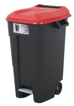 Picture of Tayg 120L - Wheelie Bin - 886h x 568w x 600d mm - Red Lid With Pedal - [BDU-TYGWB120PR] - (LP)