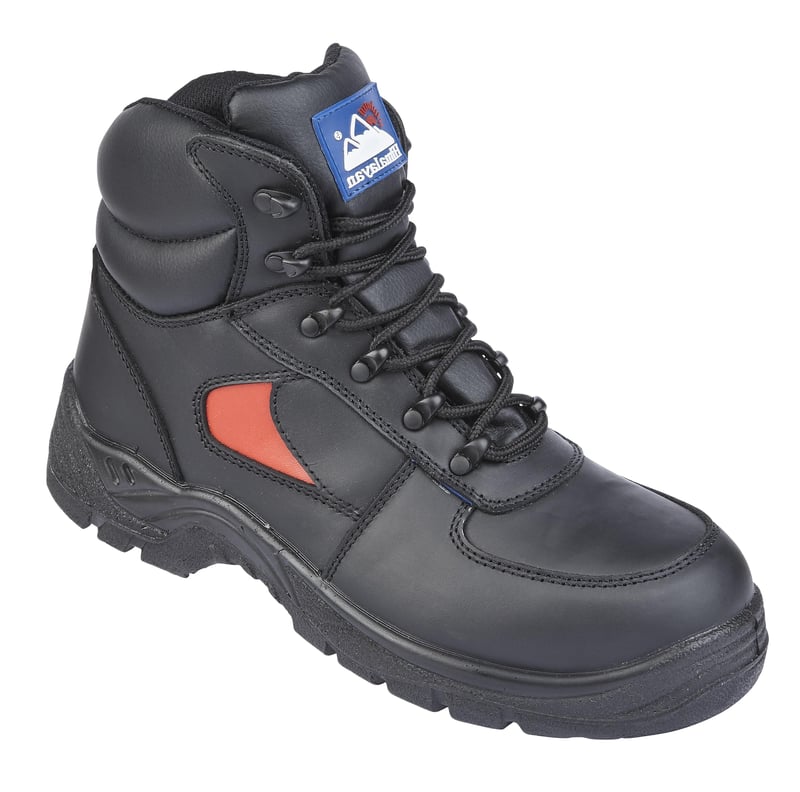 picture of S1P SRC - Black Leather Upper SMS Safety Boot with Steel Toe Cap and Midsole - Conforms to EN ISO 20345:2011 - BR-3414