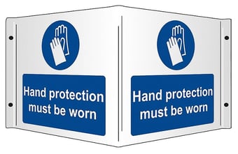 Picture of Hand Protection Must be Worn Rigid - Rigid 3D Projection Sign - [SA-SS8049R] - (DISC-W)