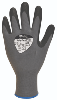 picture of Polyco Polyflex® Plus Seamless Nylon Grey/Black Gloves - Pair - BM-800