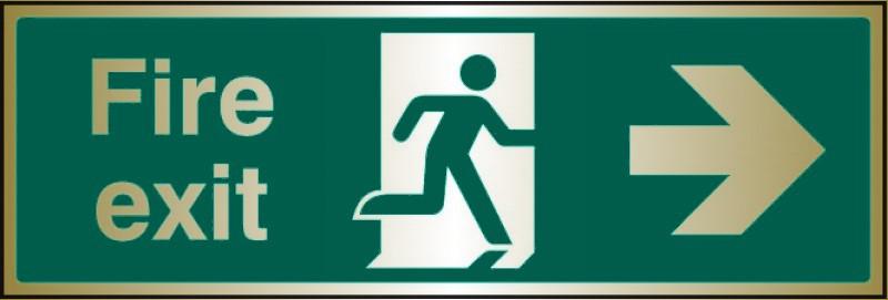 picture of Prestige Fire Exit Sign - Arrow East - Gold Effect - 400 x 150Hmm - 1.5mm Aluminium - [AS-GOLD20-ALU]