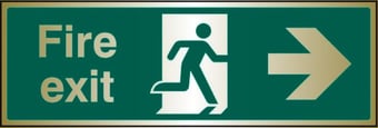 picture of Prestige Fire Exit Sign - Arrow East - Gold Effect - 400 x 150Hmm - 1.5mm Aluminium - [AS-GOLD20-ALU]