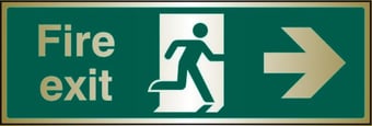 Picture of Prestige Fire Exit Sign - Arrow East - Gold Effect - 400 x 150Hmm - 1.5mm Aluminium - [AS-GOLD20-ALU]