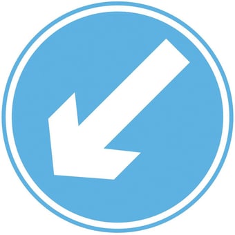 picture of Traffic Arrow Left Diagonal sign - Class 1 Ref BSEN 12899-1 2001 - 450mm Dia - Reflective - 3mm Aluminium - [AS-TR56-ALU]