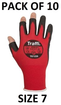 picture of TraffiGlove Metric 3 Exposed Fingertips Gloves - Size 7 - Pack of 10 - TS-TG1220-7X10 - (AMZPK2)