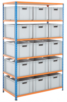 picture of BiGDUG BiG340 Shelving - 1980h x 1220w x 610d mm - 15x 54L Euro Containers - [BDU-UZK612615]