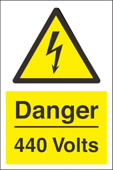picture of Danger 440 Volts Sign LARGE - 400 x 600Hmm - Rigid Plastic - [AS-WA12-RP]