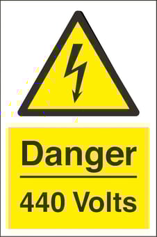 picture of Danger 440 Volts Sign LARGE - 400 x 600Hmm - Rigid Plastic - [AS-WA12-RP]