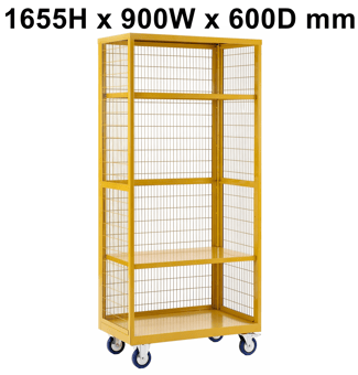 picture of QMP Hazardous Boxwell Trolley Without Doors - Steel - 1655H x 900W x 600D mm - [QM-XW169060HZMY] - (LP)